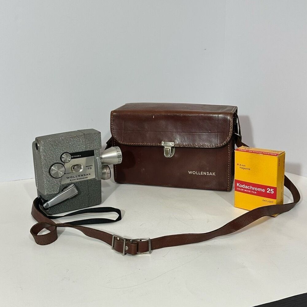 Vintage Wollensak 8mm Model 73 Movie Camera with Case 1950s